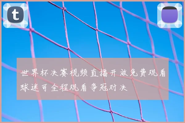 世界杯决赛视频直播开放免费观看球迷可全程观看争冠对决